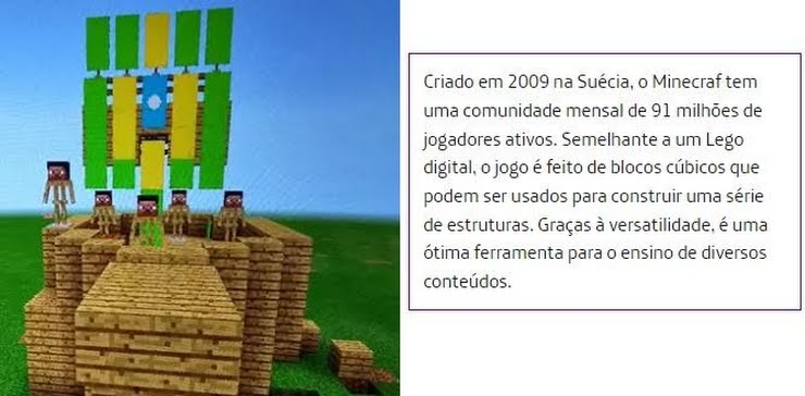 Jogo eletrônico Minecraft é utilizado em sala de aula para motivar  aprendizado