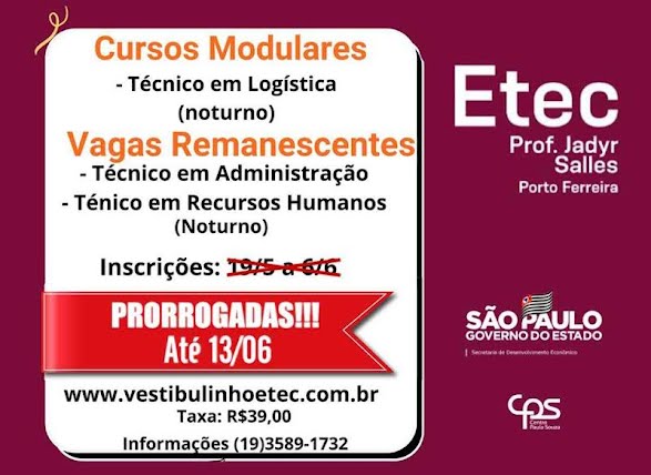 Vestibulinho da Etec - Inscrição foi prorrogada 