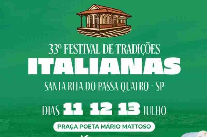 33ª Festa das Tradições Italianas de Santa Rita do Passa Quatro acontece em julho