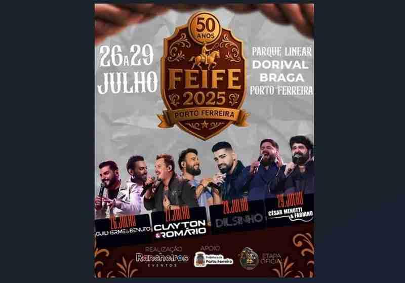 FEIFE 2025 celebra 50 anos com entrada solidária e grandes shows em Porto Ferreira
