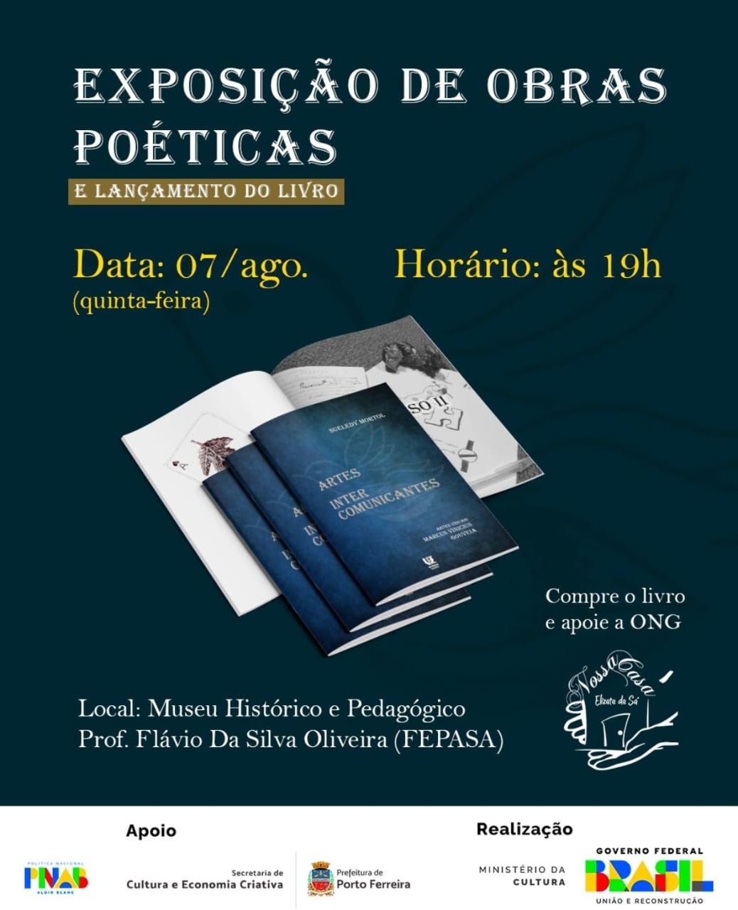Noite de arte e solidariedade: Porto Ferreira recebe exposição poética e lançamento do livro “Artes Intercomunicantes”