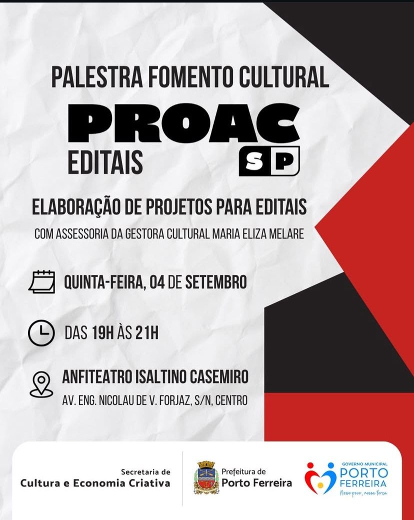 Prefeitura de Porto Ferreira promove palestra sobre elaboração de projetos culturais