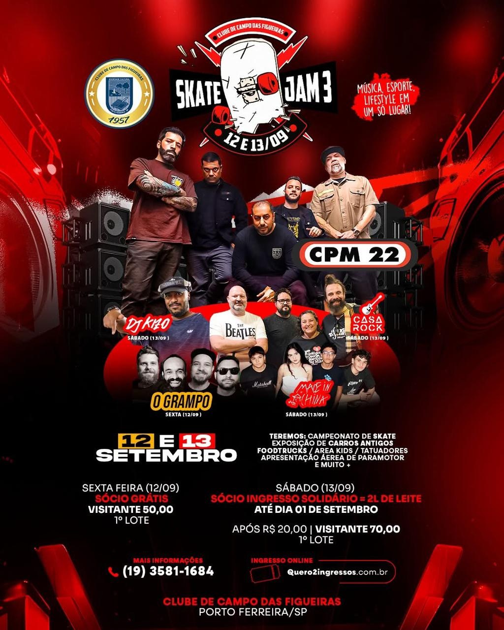 Skate Jam 3 promete agitar Porto Ferreira com shows, esporte e solidariedade