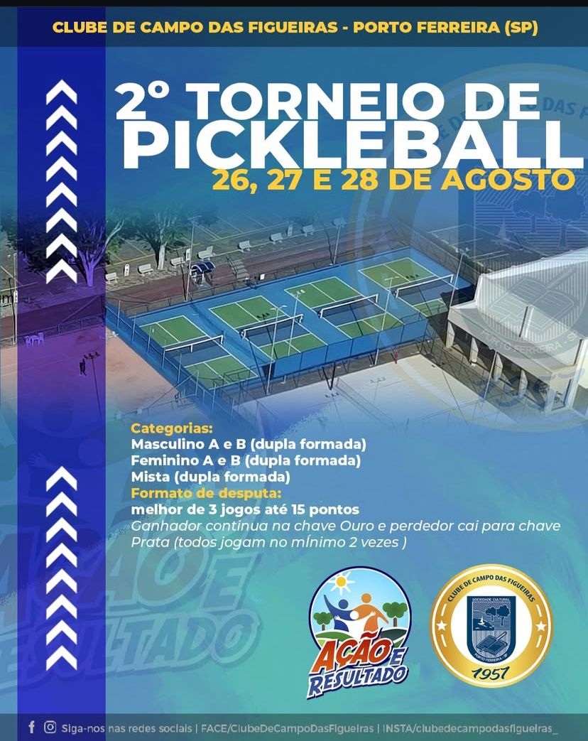 Clube de Campo das Figueiras realiza 2º Torneio de Pickleball em agosto