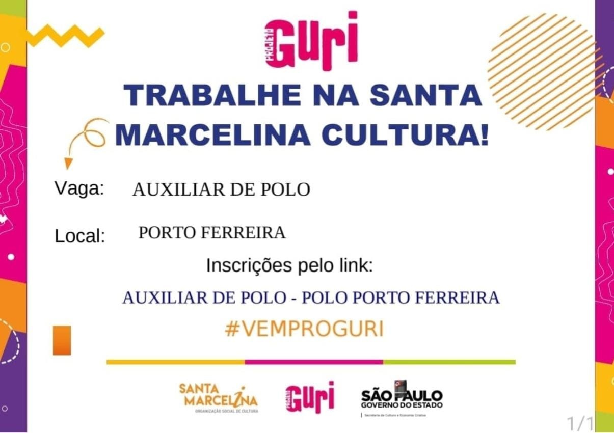 Santa Marcelina Cultura abre vaga para auxiliar de polo em Porto Ferreira