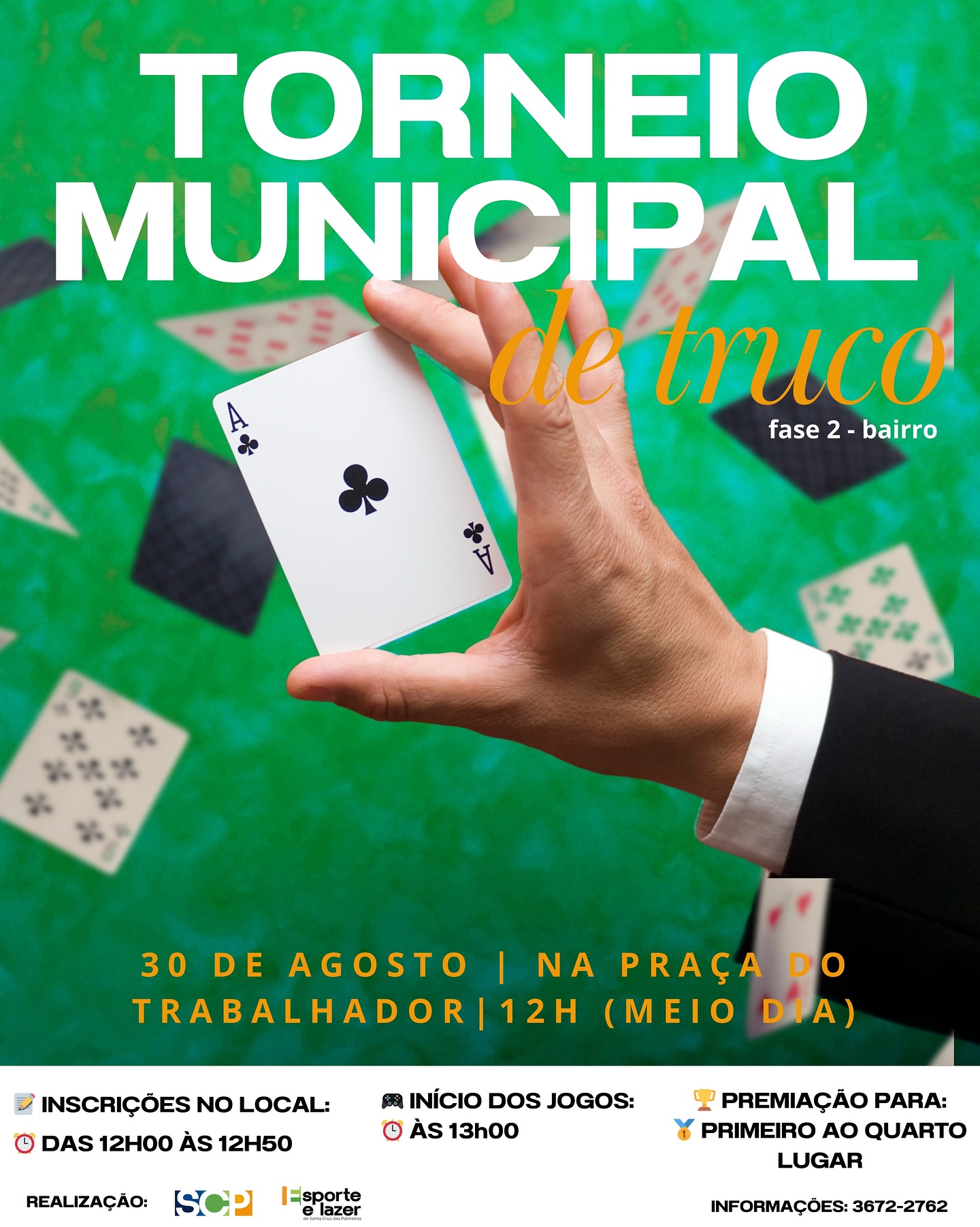 Santa Cruz das Palmeiras realiza 2ª Etapa do Torneio Municipal de Truco neste sábado