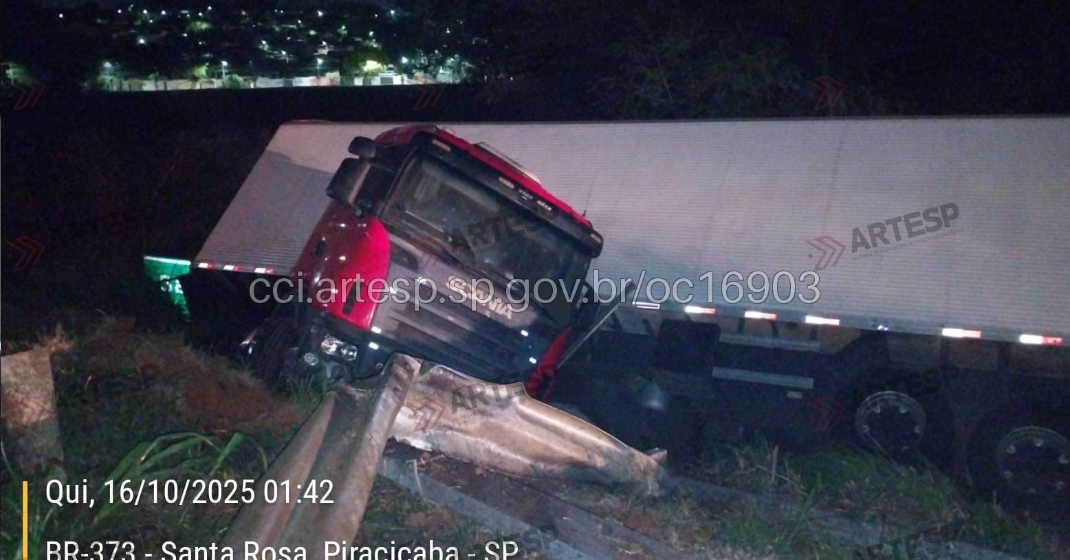 Sonolência ao volante provoca acidente com caminhão na SP-147