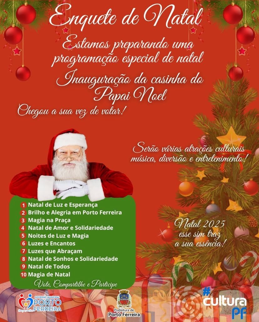 População é convidada a escolher o nome do “Natal 2025” em Porto Ferreira