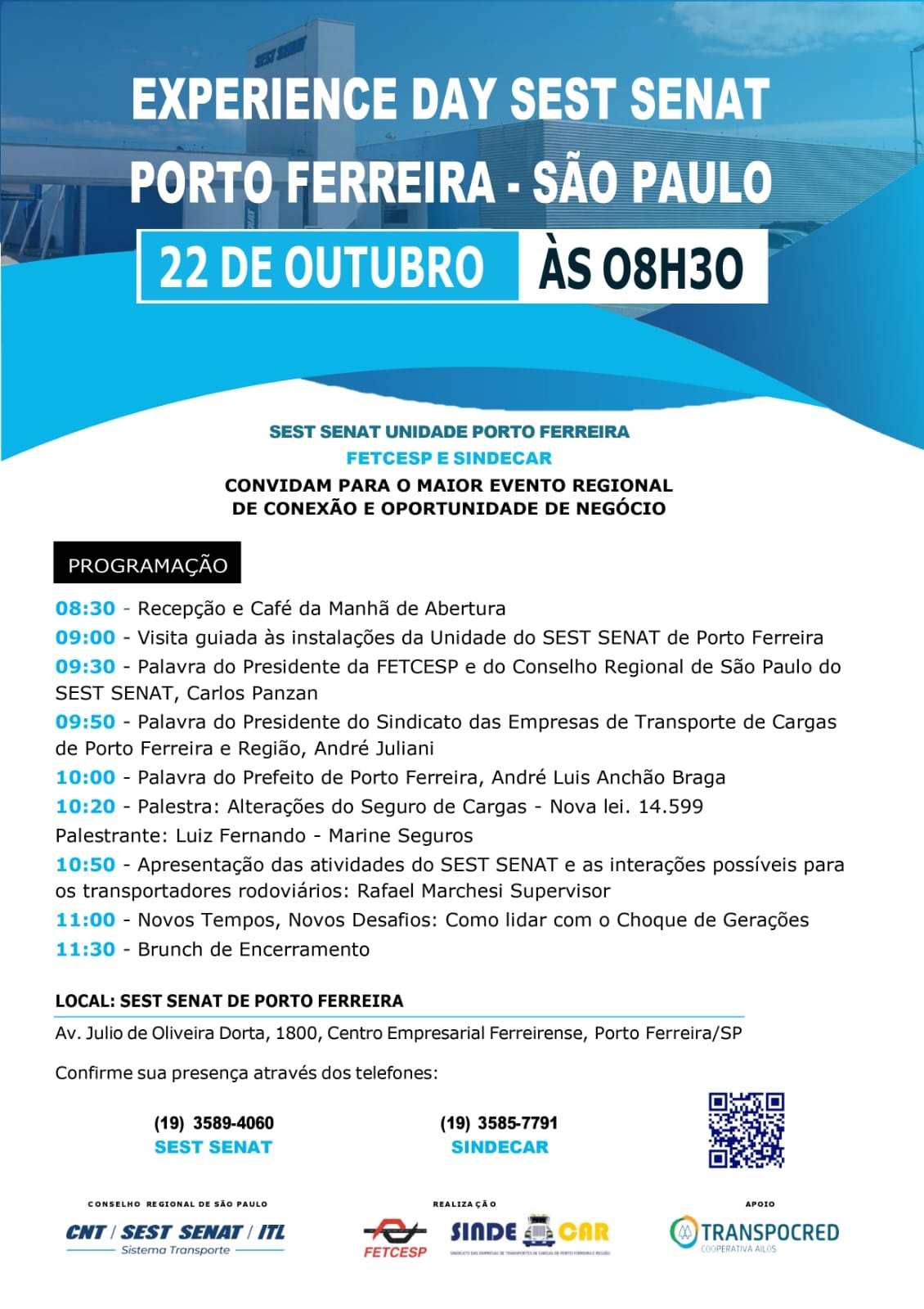 SEST SENAT realiza 1ª edição do “Experience Day” em Porto Ferreira com foco em saúde, qualificação e transporte