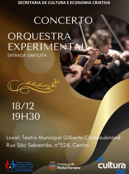 Concerto da orquestra experimental leva música e emoção ao teatro municipal de Porto Ferreira