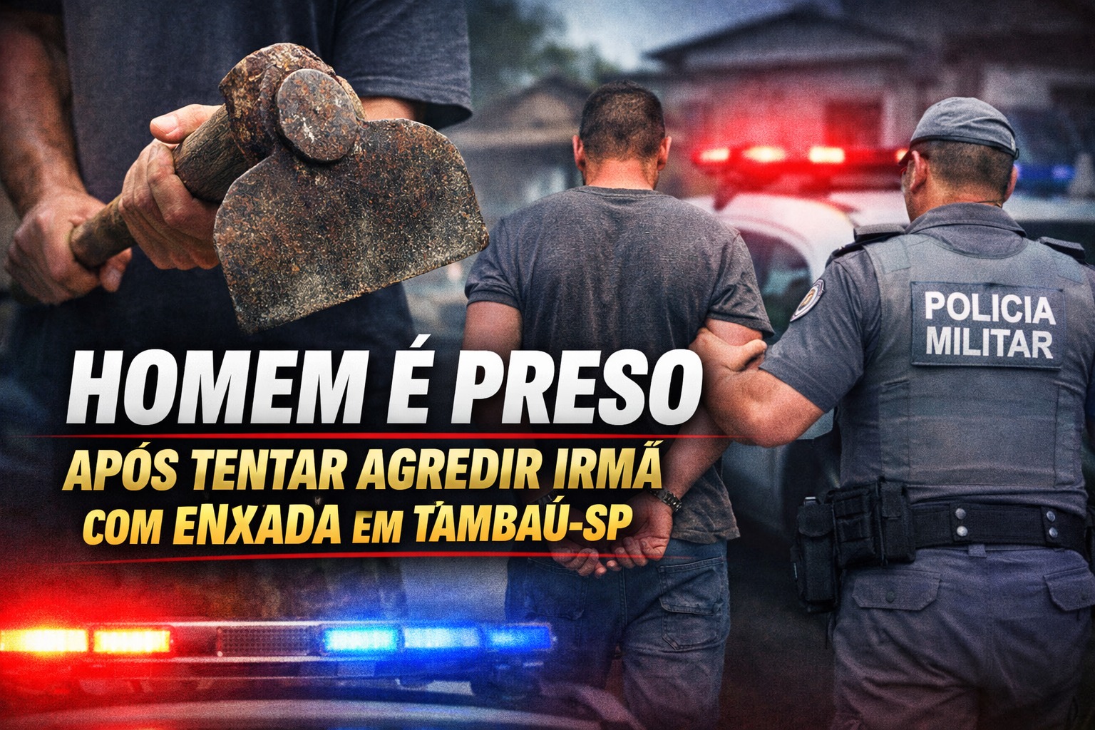 Homem é preso após tentar agredir irmã com enxada em Tambaú