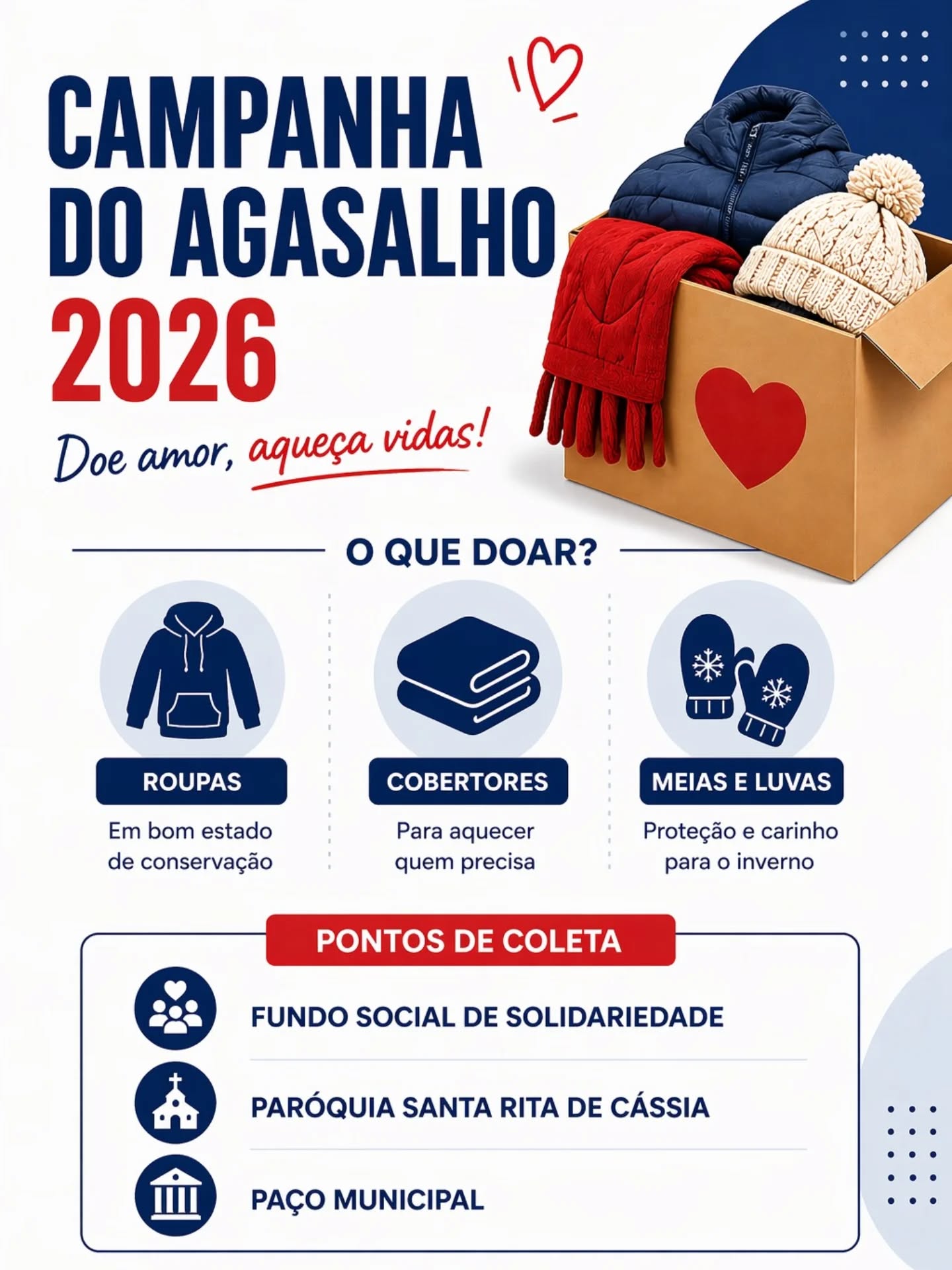 Campanha do agasalho 2026 começa em Pirassununga e mobiliza doações para famílias em situação de vulnerabilidade