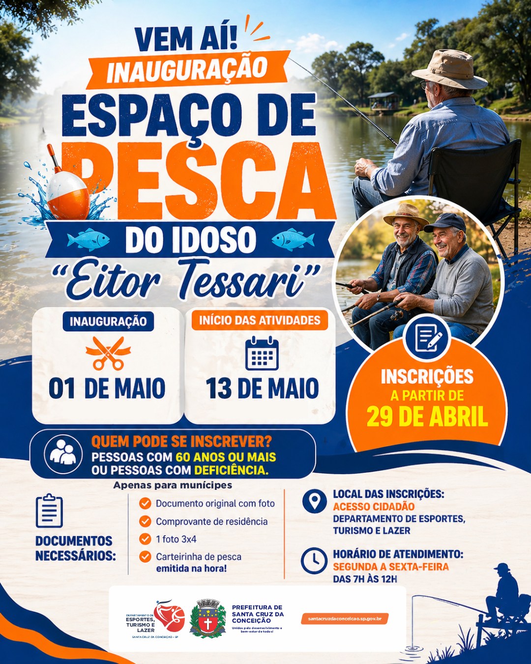 Espaço de pesca do idoso será inaugurado em Santa Cruz da Conceição
