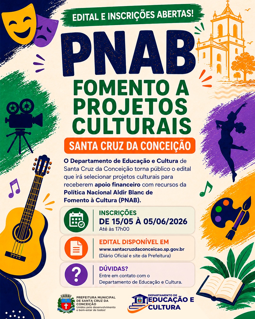 Santa Cruz da Conceição abre inscrições para projetos culturais da PNAB