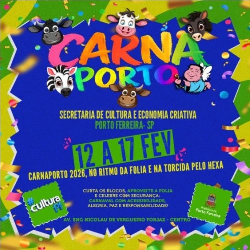 CarnaPorto 2026 começa nesta quinta (12) e segue até terça-feira (17/02) com blocos tradicionais de Porto Ferreira
