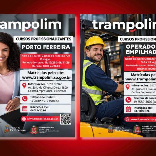 Prefeitura de Porto Ferreira oferece cursos gratuitos de Gestão de Pessoas e Operador de Empilhadeira