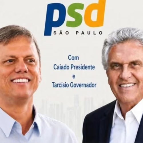 Gilberto Kassab posta foto de Caiado e Tarcísio para convenção do PSD; com isso tenta se afastar de Flávio Bolsonaro