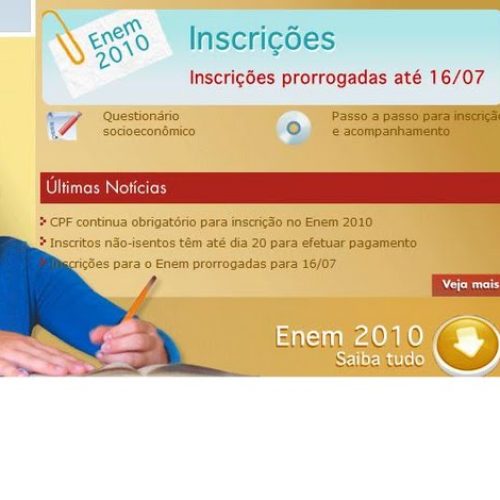 ENEM – as inscrições podem ser feitas até 16 de julho
