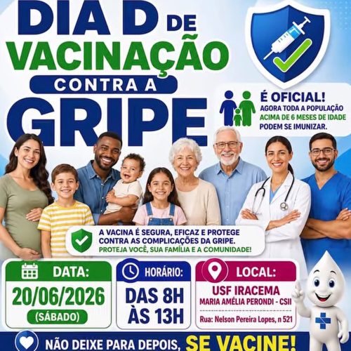 Dia D de vacinação contra a gripe acontece neste sábado em Porto Ferreira