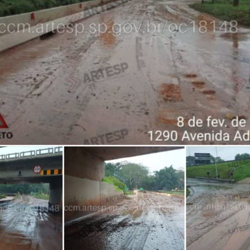 Temporal em Ribeirão Preto alaga dispositivo de retorno e interdita acesso à Avenida Adelmo Perdizza