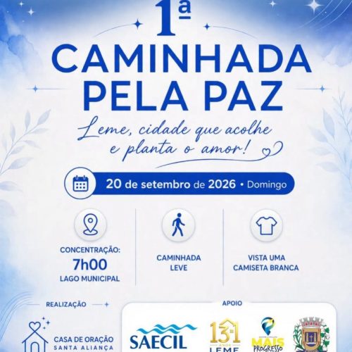Prefeitura de Leme (SP) promove caminhada pela paz no dia 20 de setembro
