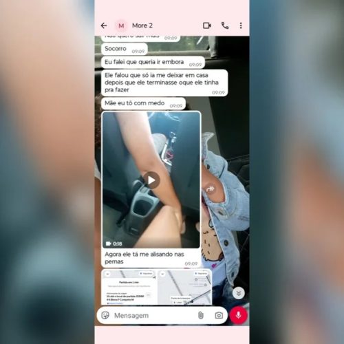 Estudante pede ajuda à mãe por mensagem durante estupro em carro de aplicativo