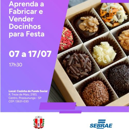 Pirassununga abre inscrições para curso gratuito de fabricação e venda de docinhos para festa