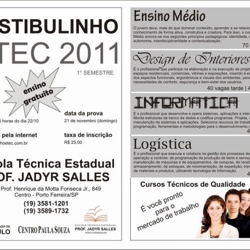 Vestibulinho da ETEC prof. Jadyr Salles