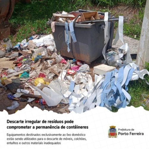 Porto Ferreira alerta para descarte irregular e pode retirar contêineres
