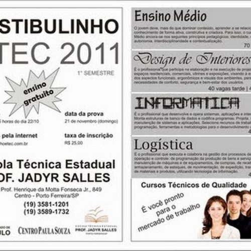 Amanhã termina o prazo para inscrições na ETEC