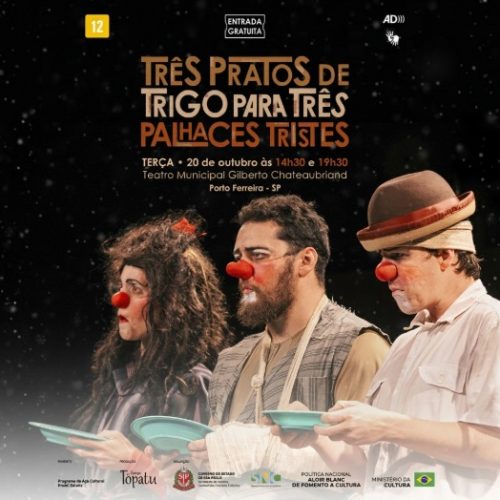 Espetáculo gratuito de palhaços chega ao Teatro Municipal de Porto Ferreira