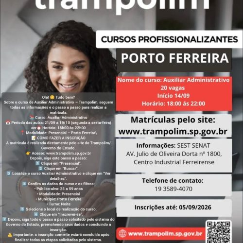 Porto Ferreira terá curso gratuito de auxiliar administrativo com 20 vagas
