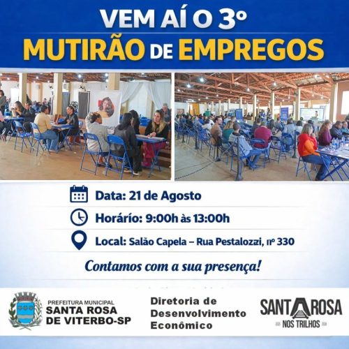 Santa Rosa de Viterbo promove 3º Mutirão de Empregos para aproximar empresas e trabalhadores