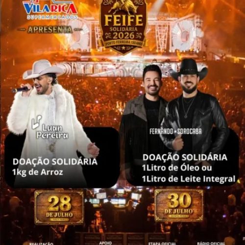 FEIFE Solidária 2026 arrecadará alimentos em troca de ingressos para shows em Porto Ferreira