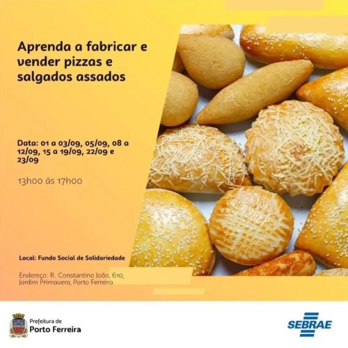 Fundo Social oferece curso gratuito de fabricação e venda de pizzas e salgados assados em Porto Ferreira