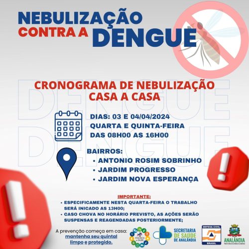 Nebulização contra a dengue começa em Analândia e atende três bairros nesta etapa