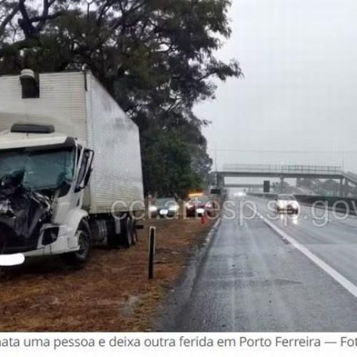 Acidente entre caminhões na SP-330, próximo a Porto Ferreira, mata uma pessoa e deixa outra ferida