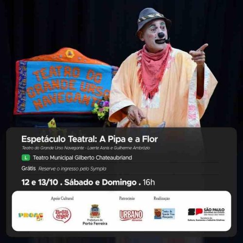 Porto Ferreira recebe a peça “A Pipa e a Flor” neste fim de semana; sábado (12) e domingo (13)