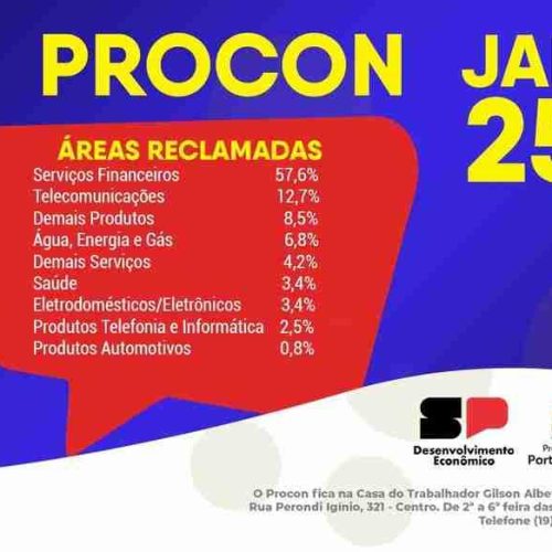 Serviços financeiros dominam as reclamações do Procon de Porto Ferreira em janeiro de 2025