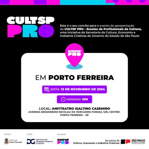 CULTSP PRO chega a Porto Ferreira com oportunidades de qualificação para profissionais da cultura