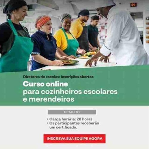 Capacitação gratuita para cozinheiros escolares e merendeiros está com inscrições abertas até 20/04