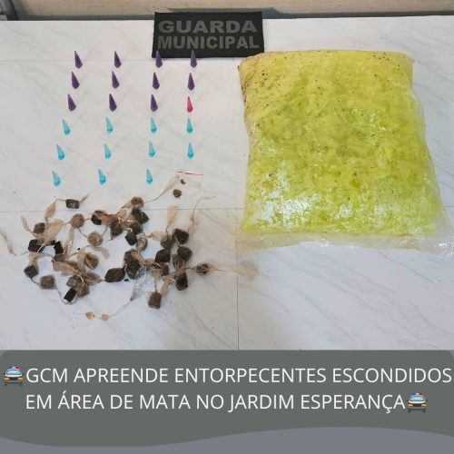 GCM apreende drogas escondidas em área de mata no Jardim Esperança, em Porto Ferreira
