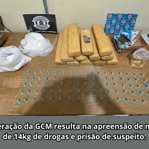 Porto Ferreira: GCM apreende mais de 14 quilos de drogas e prende homem por tráfico