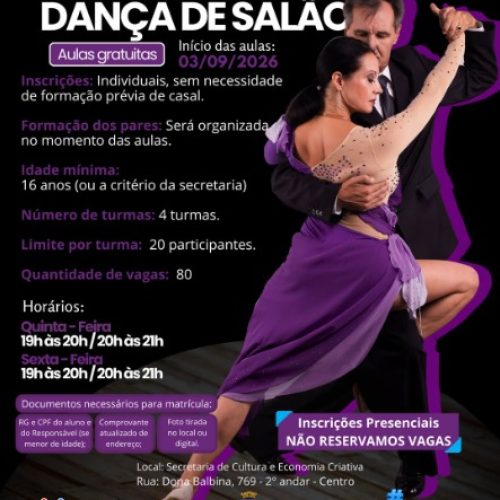 Porto Ferreira abre inscrições para aulas gratuitas de dança de salão