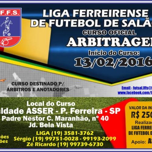 Ainda há vagas para o Curso de Árbitros da Liga Ferreirense de Futsal
