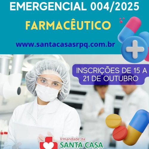 Santa Casa de Santa Rita abre seleção emergencial para farmacêutico