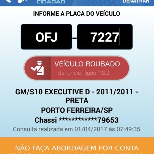 Caminhonete S10 é furtada na área central de Porto Ferreira em pleno dia