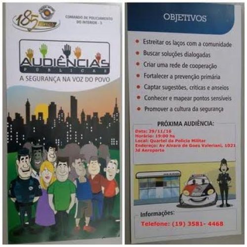 Polícia Militar realiza nesta terça-feira Audiência Pública; população está convidada a participar