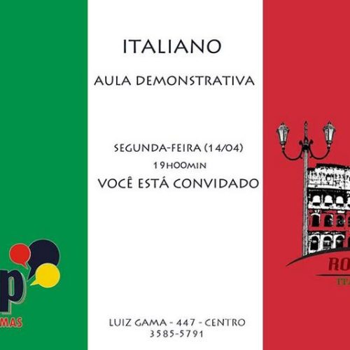 Vip Idiomas oferecerá aula demonstrativa do idioma Italiano