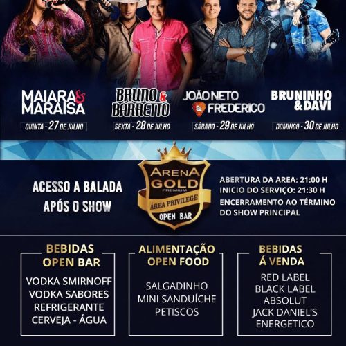 FEIFE 2017 divulga valores para Camarote Privilége – Arena Gold